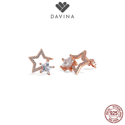 DAVINA Ladies Sparkle Earrings Rose Gold Color Sterling Silver 925