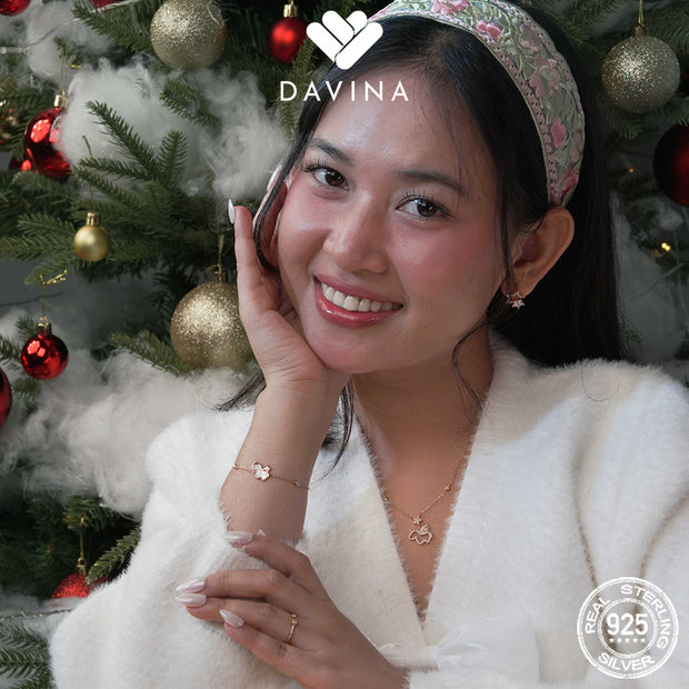 DAVINA Ladies Sparkle Earrings Rose Gold Color Sterling Silver 925