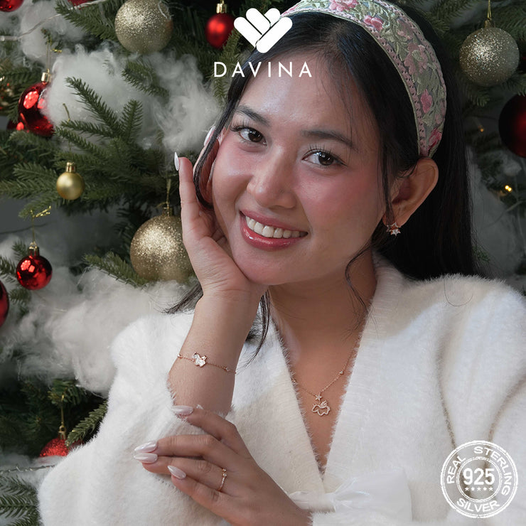 DAVINA Ladies Sparkle Earrings Rose Gold Color Sterling Silver 925