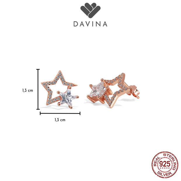 DAVINA Ladies Sparkle Earrings Rose Gold Color Sterling Silver 925