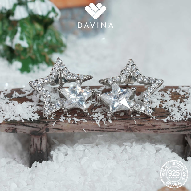 DAVINA Ladies Sparkle Earrings Sterling Silver 925