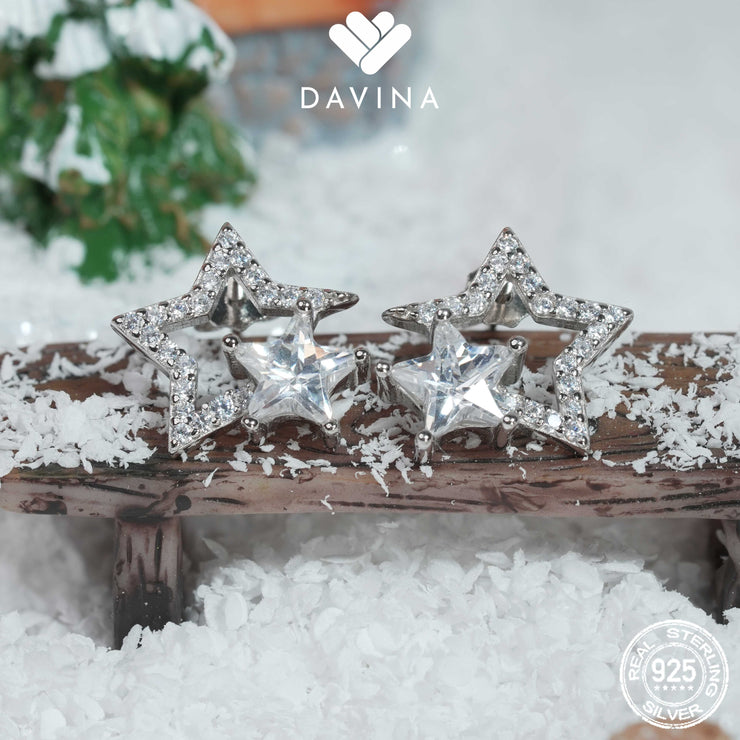 DAVINA Ladies Sparkle Earrings Sterling Silver 925