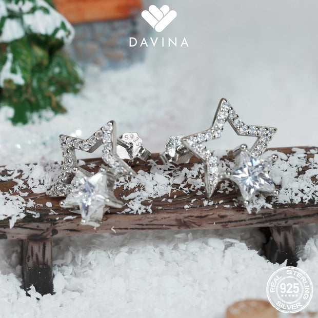 DAVINA Ladies Sparkle Earrings Sterling Silver 925