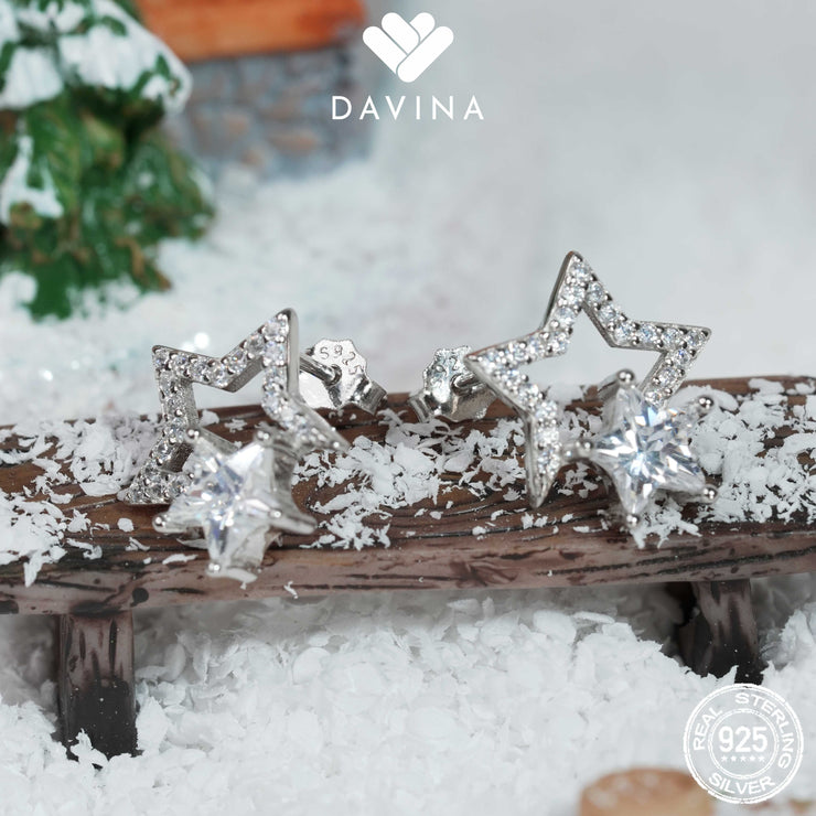 DAVINA Ladies Sparkle Earrings Sterling Silver 925