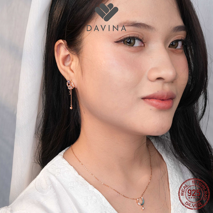 DAVINA Ladies Kairin Earrings Rose Gold Color Sterling Silver 925