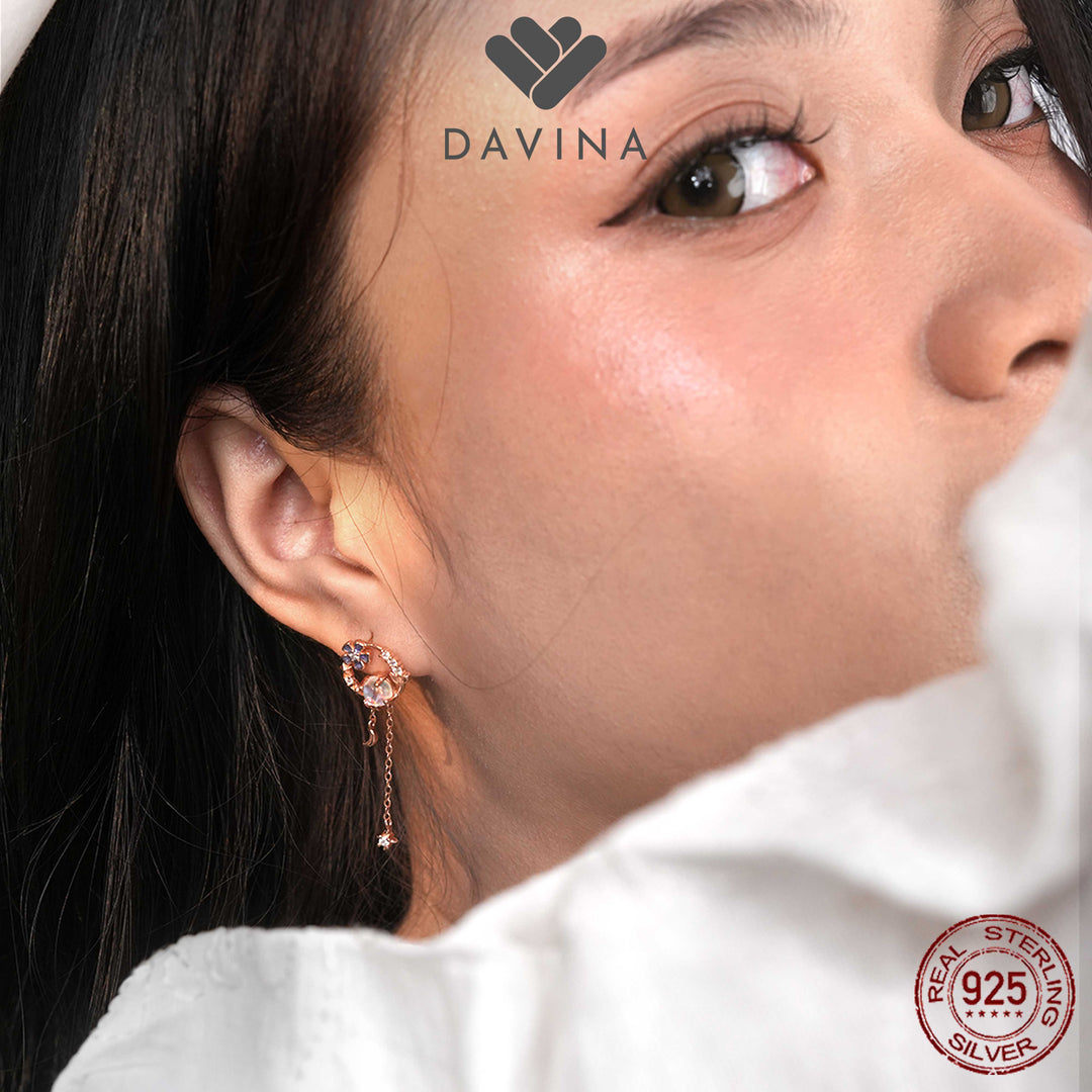 DAVINA Ladies Kairin Earrings Rose Gold Color Sterling Silver 925