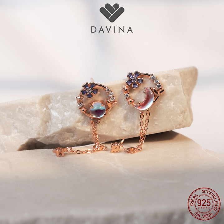 DAVINA Ladies Kairin Earrings Rose Gold Color Sterling Silver 925