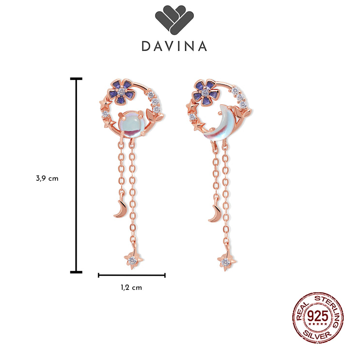 DAVINA Ladies Kairin Earrings Rose Gold Color Sterling Silver 925