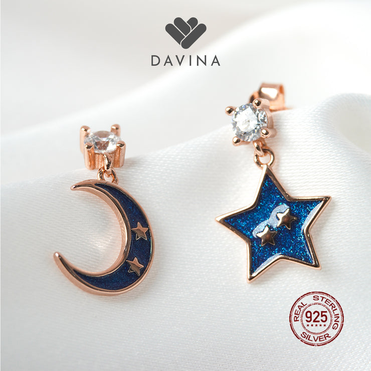 DAVINA Ladies Charemon Earrings Rose Gold Color Sterling Silver 925