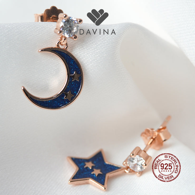 DAVINA Ladies Charemon Earrings Rose Gold Color Sterling Silver 925