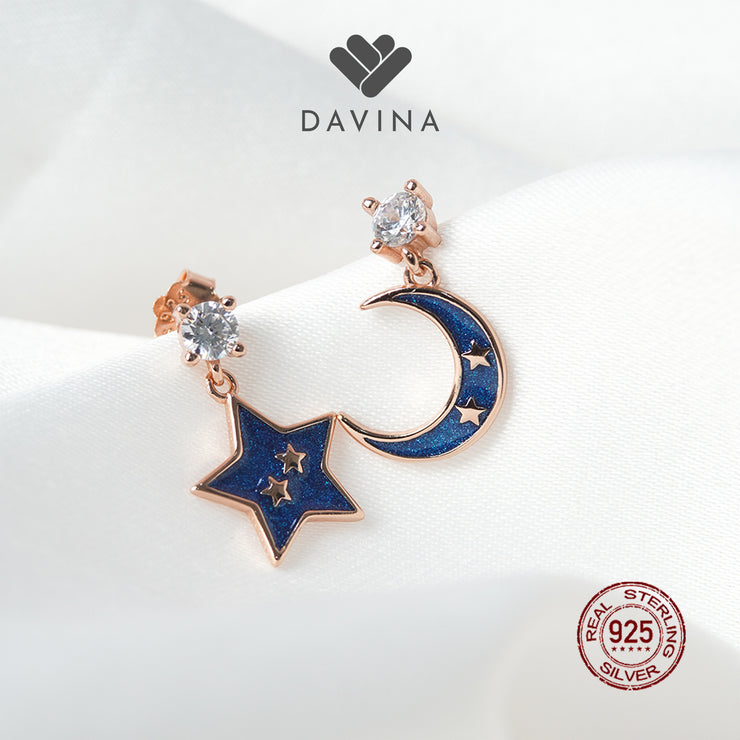 DAVINA Ladies Charemon Earrings Rose Gold Color Sterling Silver 925