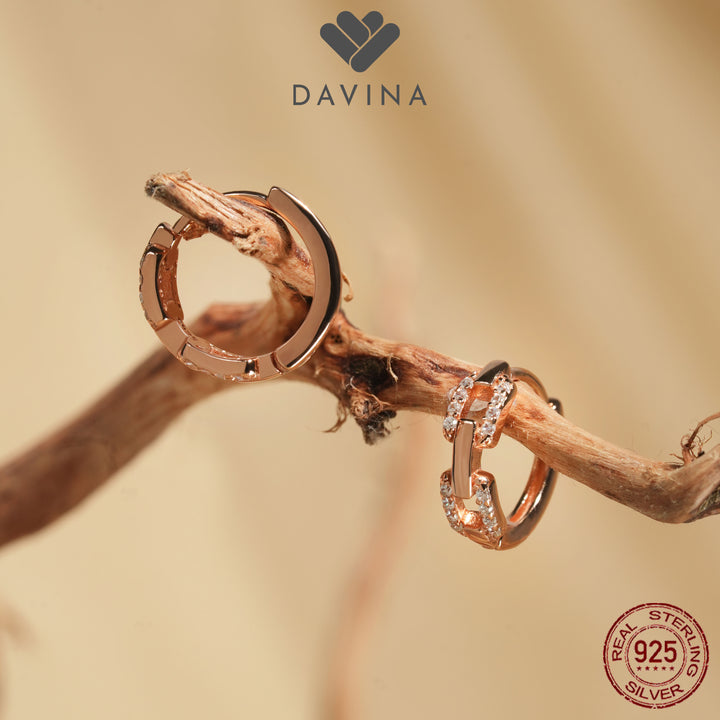 DAVINA Ladies Kholine Earrings Rose Gold Color Sterling Silver 925