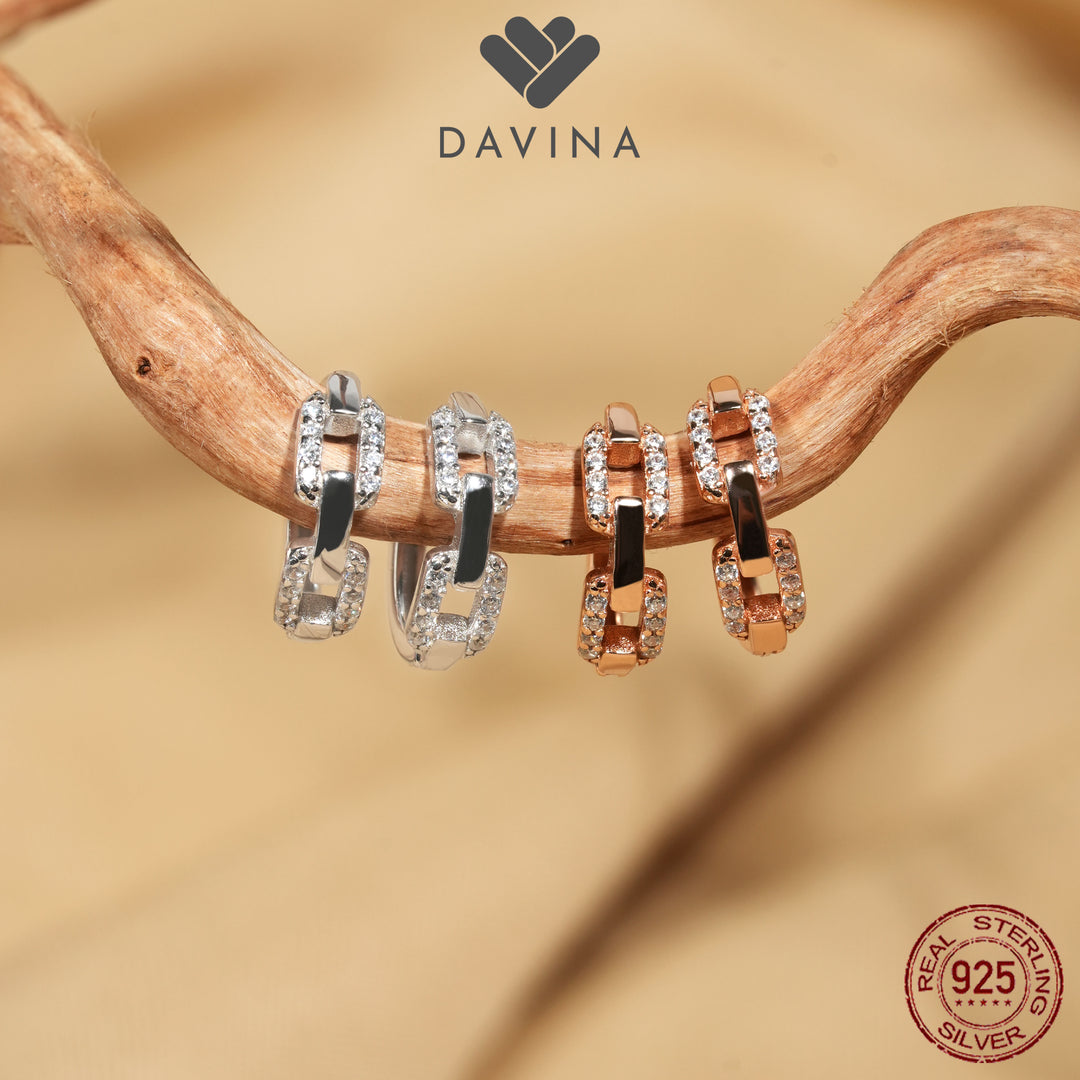 DAVINA Ladies Kholine Earrings Rose Gold Color Sterling Silver 925