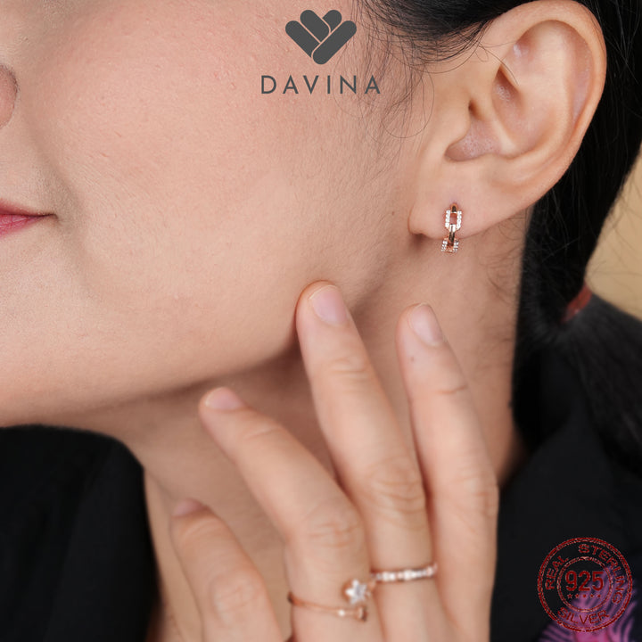 DAVINA Ladies Kholine Earrings Rose Gold Color Sterling Silver 925