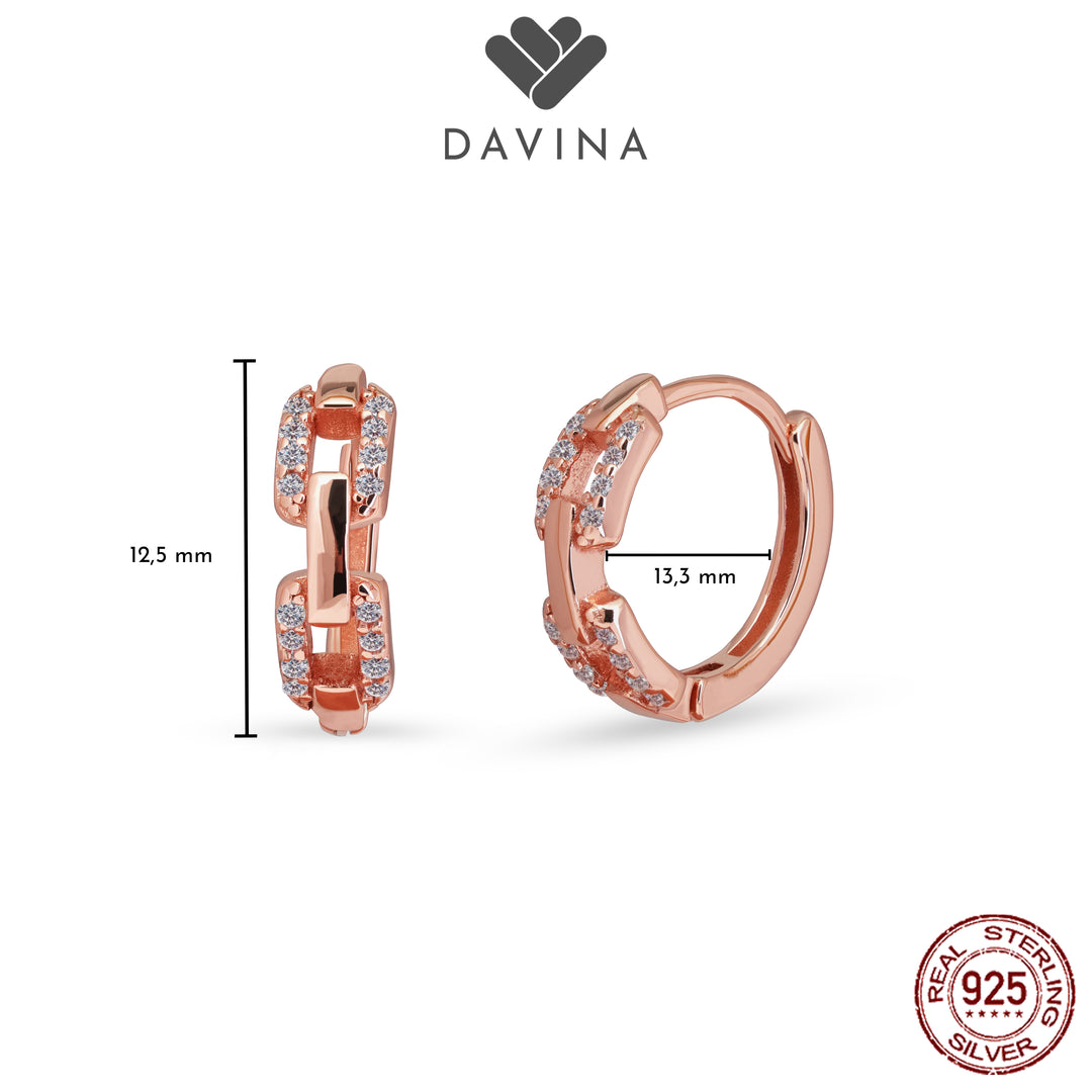 DAVINA Ladies Kholine Earrings Rose Gold Color Sterling Silver 925