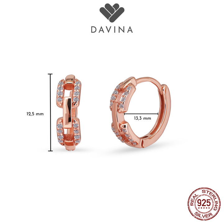 DAVINA Ladies Kholine Earrings Rose Gold Color Sterling Silver 925