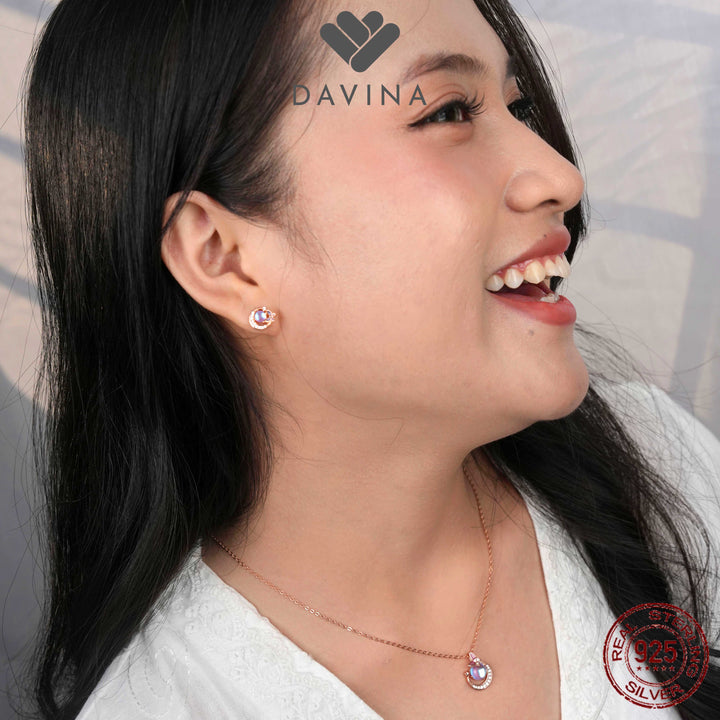 DAVINA Ladies Moonlight Earrings Rose Gold Plated Sterling Silver 925