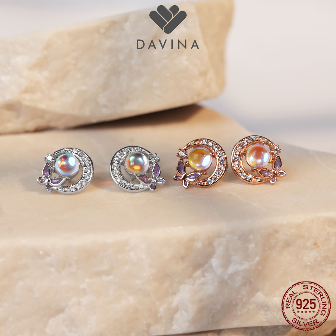 DAVINA Ladies Moonlight Earrings Rose Gold Plated Sterling Silver 925