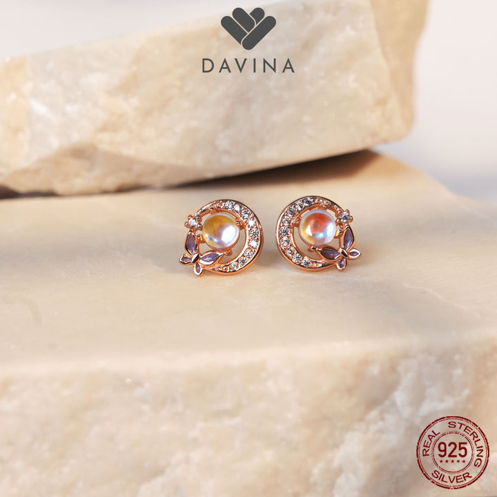 DAVINA Ladies Moonlight Earrings Rose Gold Plated Sterling Silver 925