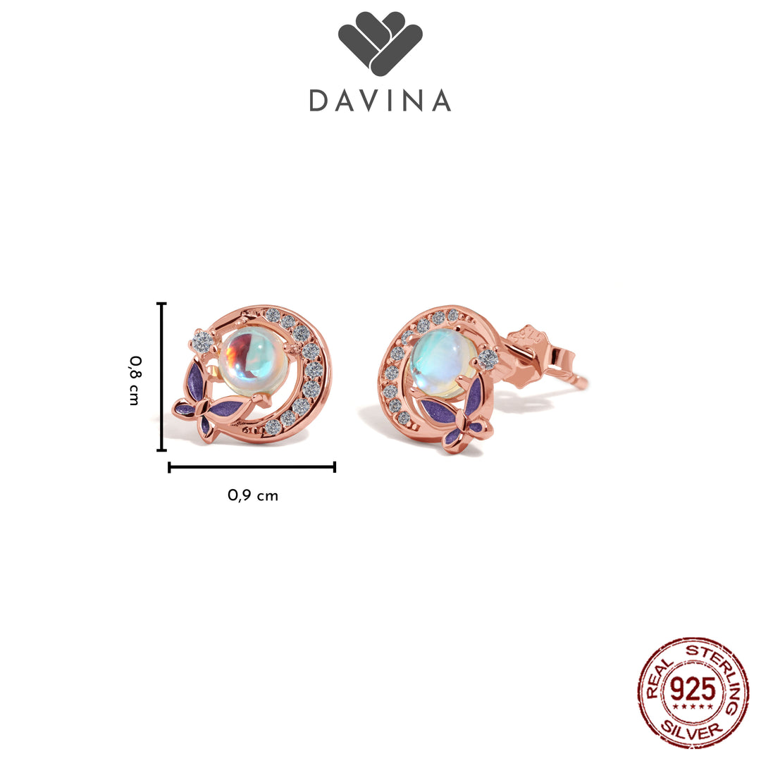DAVINA Ladies Moonlight Earrings Rose Gold Plated Sterling Silver 925