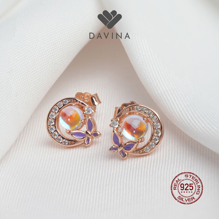 DAVINA Ladies Moonlight Earrings Rose Gold Plated Sterling Silver 925