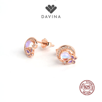 DAVINA Ladies Moonlight Earrings Rose Gold Plated Sterling Silver 925