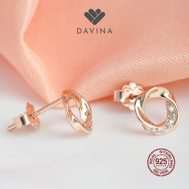 DAVINA Ladies Ezra Earrings Rose Gold Plated Sterling Silver 925