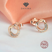 DAVINA Ladies Ezra Earrings Rose Gold Plated Sterling Silver 925