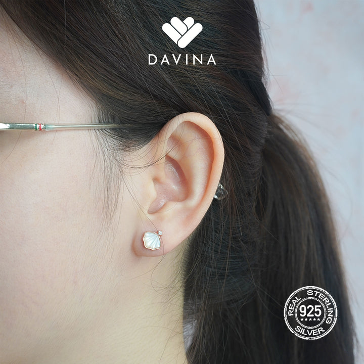 DAVINA Ladies Shell Earrings Rose Gold Plated Sterling Silver 925