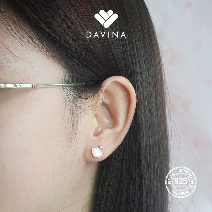 DAVINA Ladies Shell Earrings Rose Gold Plated Sterling Silver 925