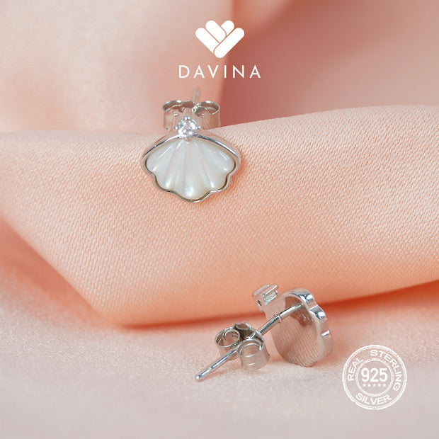 DAVINA Ladies Shell Earrings Sterling Silver 925