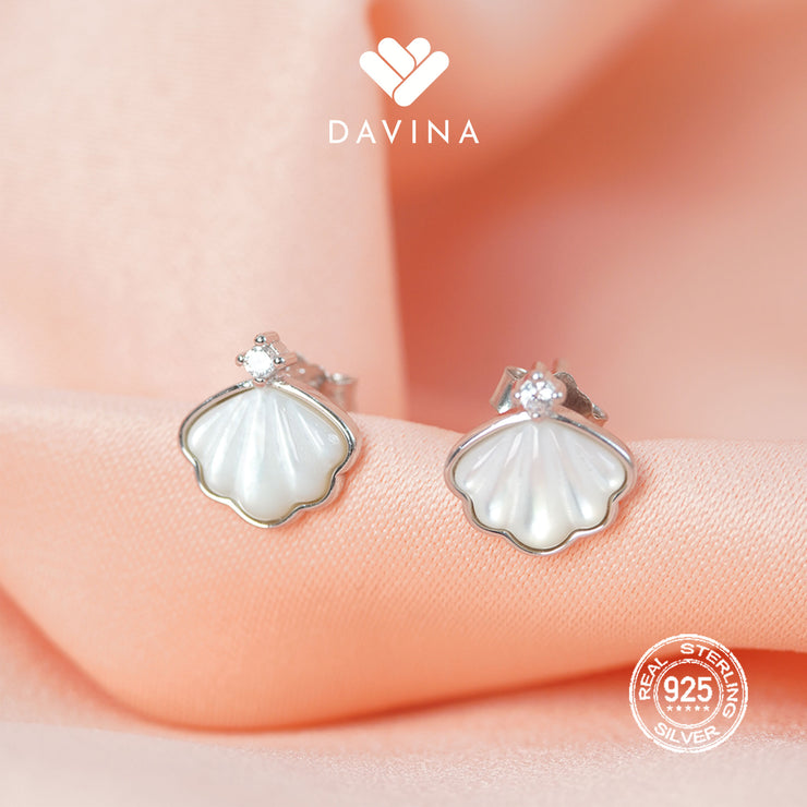 DAVINA Ladies Shell Earrings Sterling Silver 925