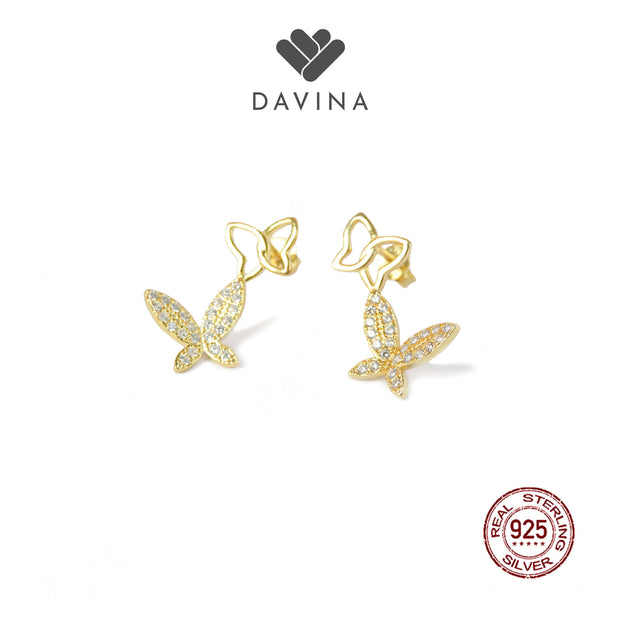 DAVINA Ladies Chrysalis Earrings Gold Color Sterling Silver 925