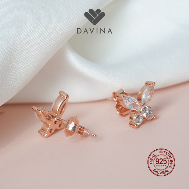 DAVINA Ladies Lukey Earrings Rose Gold Plated Sterling Silver 925