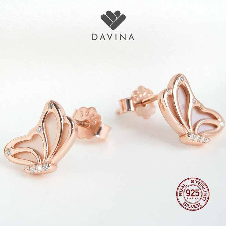 DAVINA Ladies Charlotte Earrings Rose Gold Color Sterling Silver 925