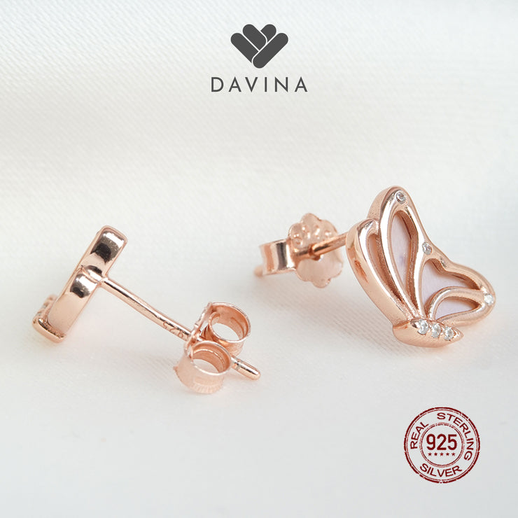 DAVINA Ladies Charlotte Earrings Rose Gold Color Sterling Silver 925