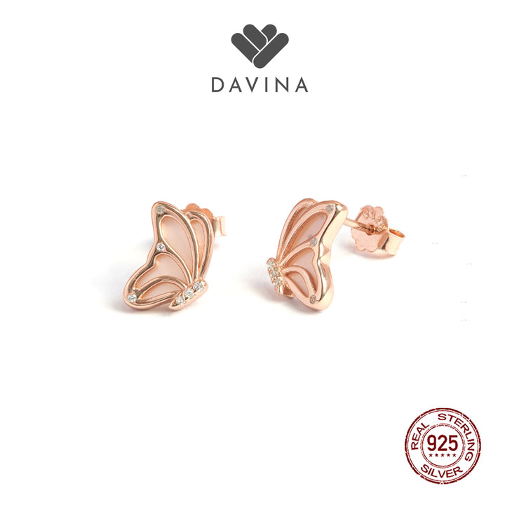 DAVINA Ladies Charlotte Earrings Rose Gold Color Sterling Silver 925