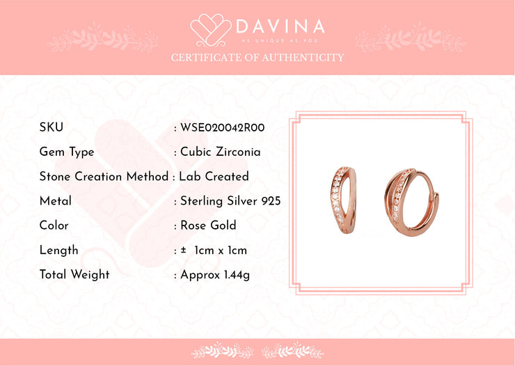 DAVINA Ladies Ling Earrings Rose Gold Color S925