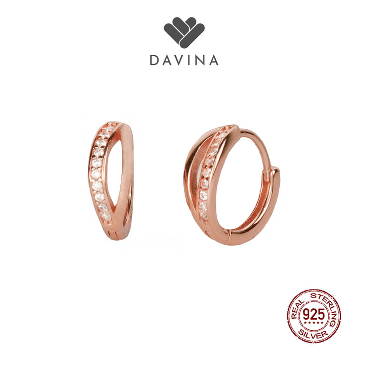 DAVINA Ladies Ling Earrings Rose Gold Color Sterling Silver 925