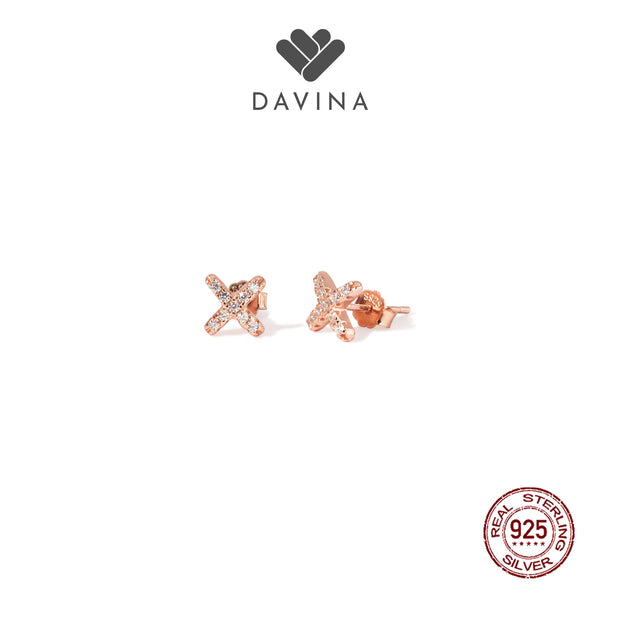 DAVINA Ladies Xionne Earrings Rose Gold Color Sterling Silver 925