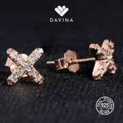 DAVINA Ladies Xionne Earrings Rose Gold Color Sterling Silver 925