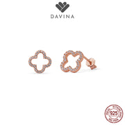 DAVINA Ladies Fleur Earrings Rose Gold Color Sterling Silver 925