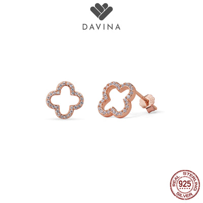 DAVINA Ladies Fleur Earrings Rose Gold Color Sterling Silver 925