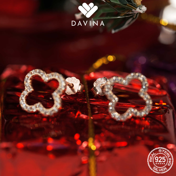 DAVINA Ladies Fleur Earrings Rose Gold Color Sterling Silver 925