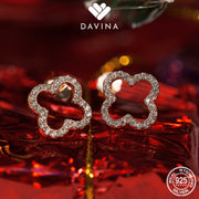 DAVINA Ladies Fleur Earrings Rose Gold Color Sterling Silver 925