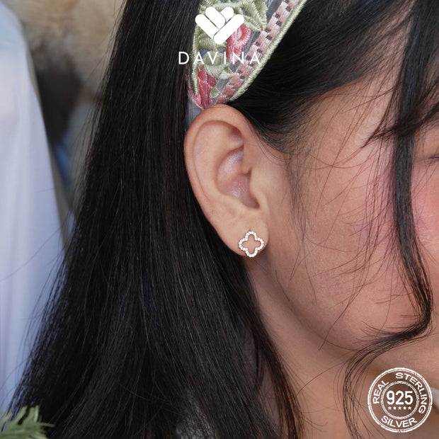 DAVINA Ladies Fleur Earrings Rose Gold Color Sterling Silver 925