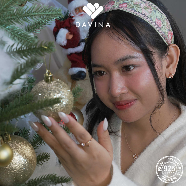 DAVINA Ladies Fleur Earrings Rose Gold Color Sterling Silver 925