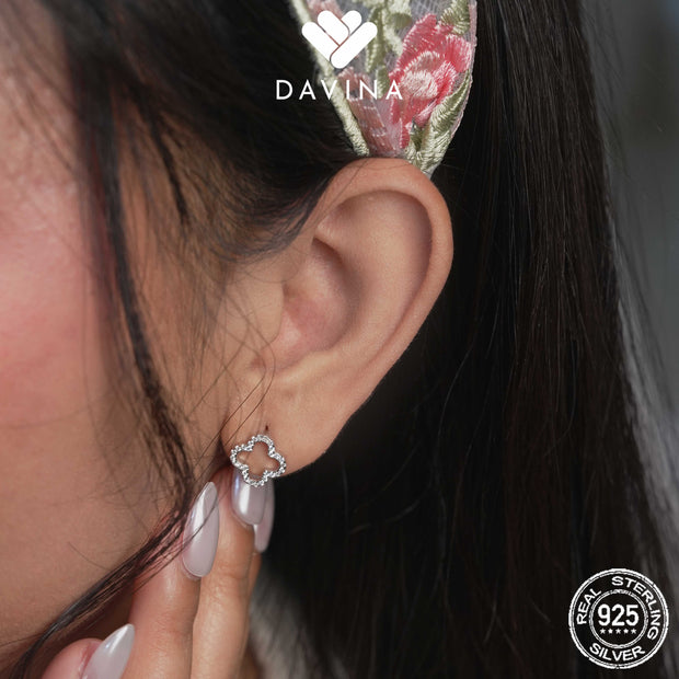 DAVINA Ladies Fleur Earrings Sterling Silver 925