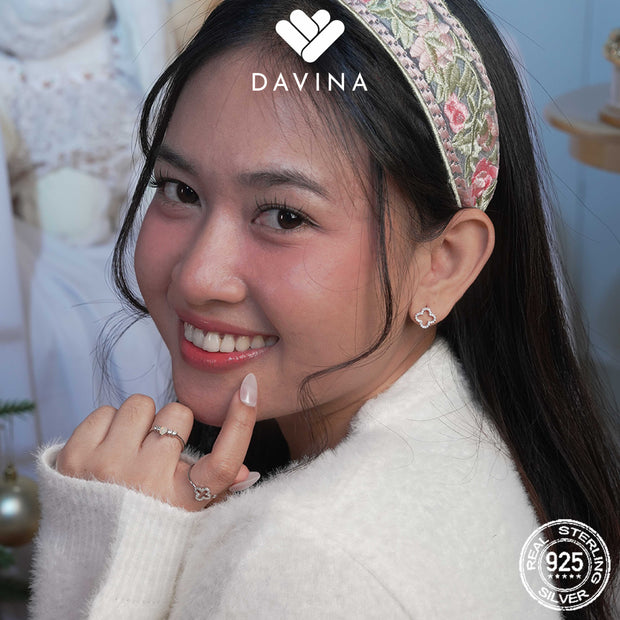 DAVINA Ladies Fleur Earrings Sterling Silver 925