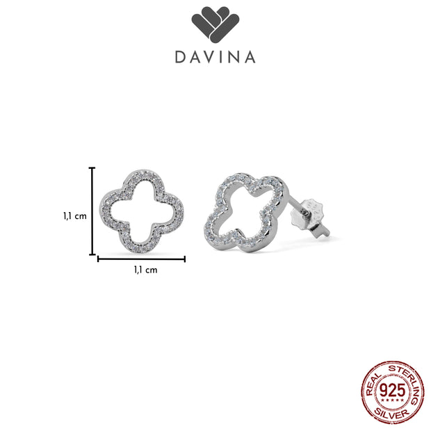 DAVINA Ladies Fleur Earrings Sterling Silver 925